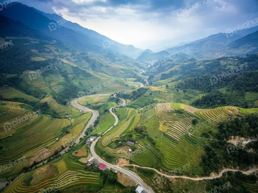 Free Premium Stock Photos A bird's eye view looking down on a valley