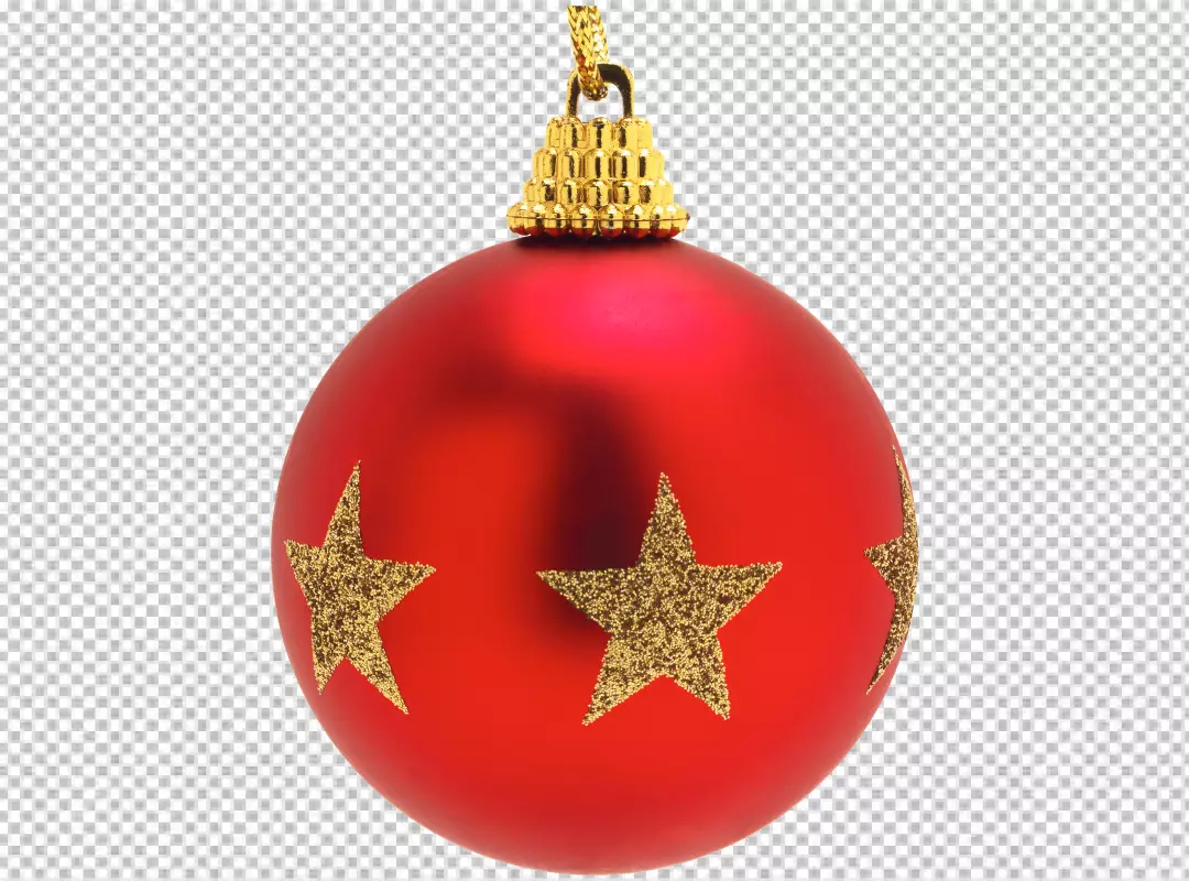 Free Premium PNG A shiny red Christmas bauble with gold swirls and patterns isolated