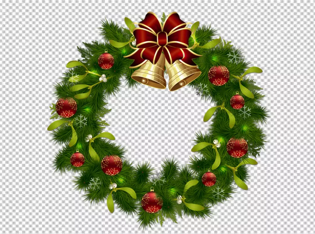 Free Premium PNG Christmas wreath with a red bow and a wreath png background 