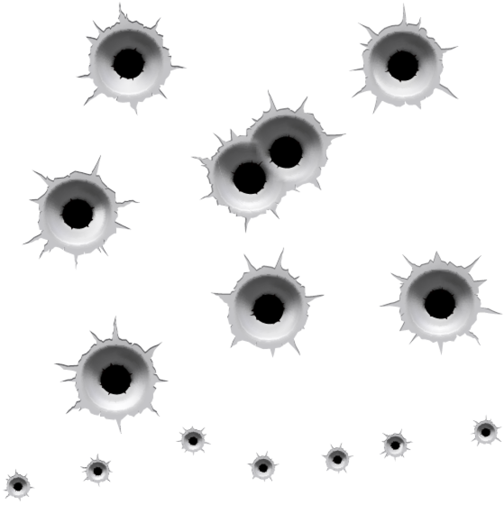 Free Premium PNG Metal bullet hole set input and output gunshot cracked bullet holes