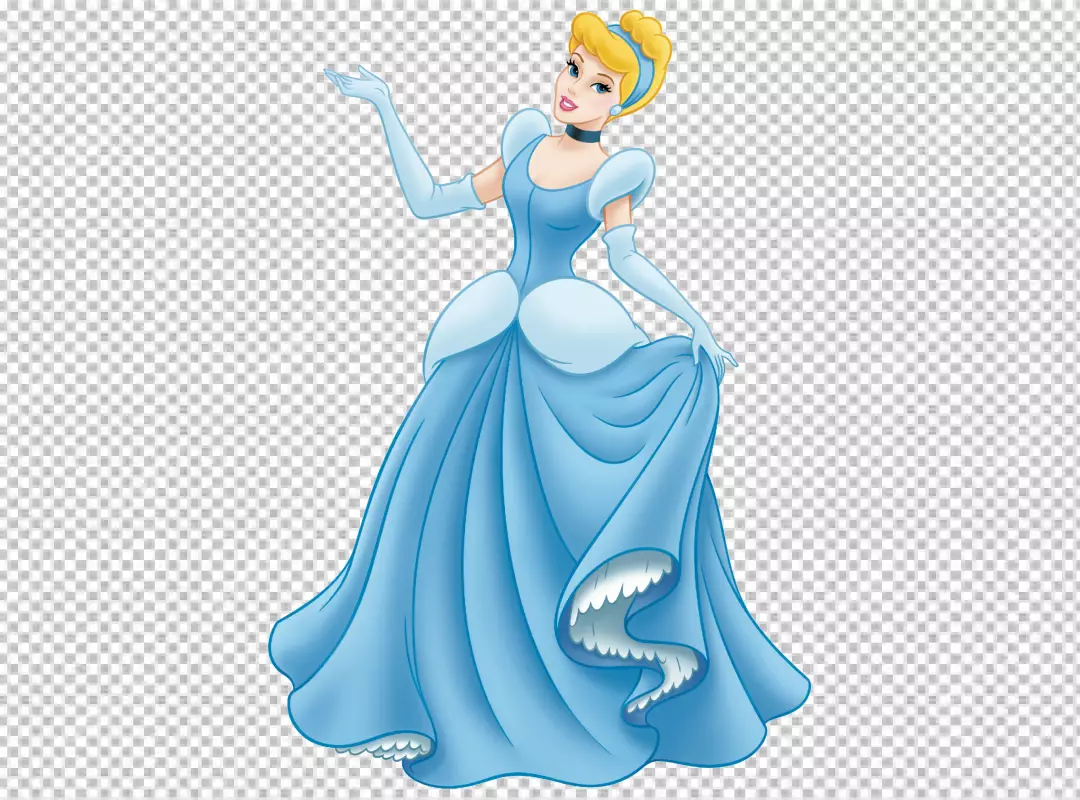 Free Premium PNG Beautiful cinderella with blue dress transparent background png