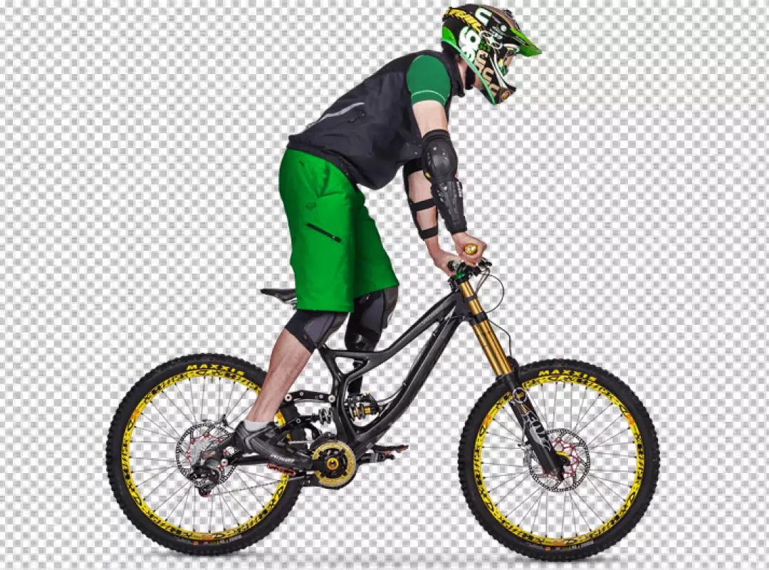 Free Premium PNG cycling outdoors with his bike and helmet PNG