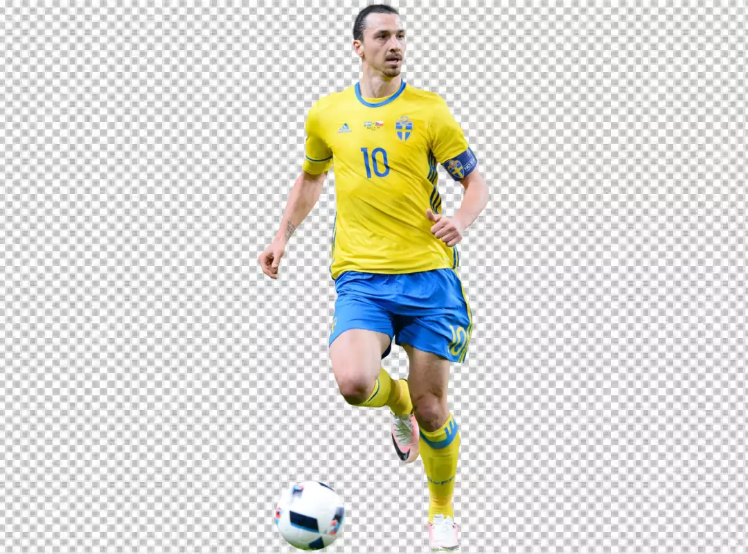 Free Premium PNG Zlatan Ibrahimovic color is also very effective as the yellow jersey and blue shorts create a striking contrast against