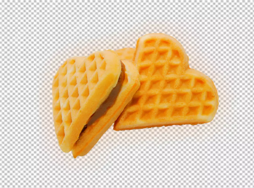 Free Premium PNG Heart-Shaped Waffle Delights