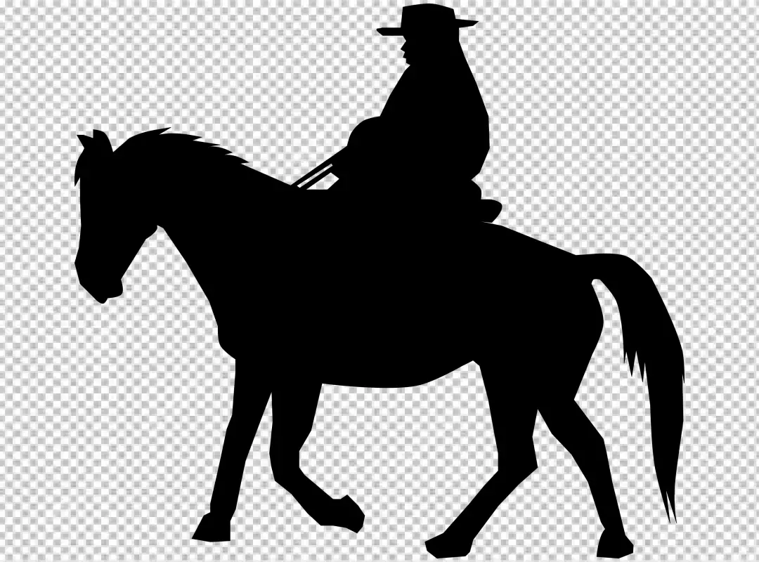 Free Premium PNG Cowboy silhouette with horse  transparent BG