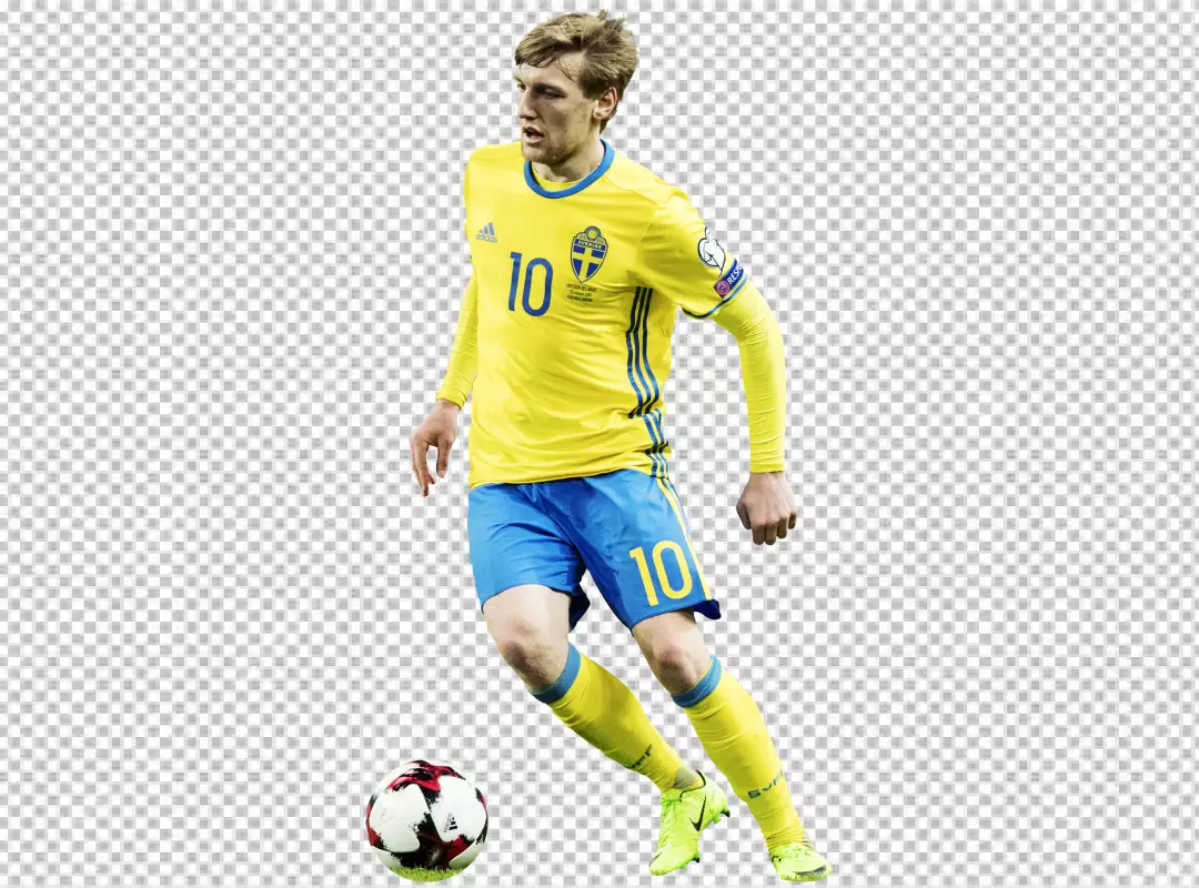 Free Premium PNG Emil Forsberg passing the ball in Sweden soccer player