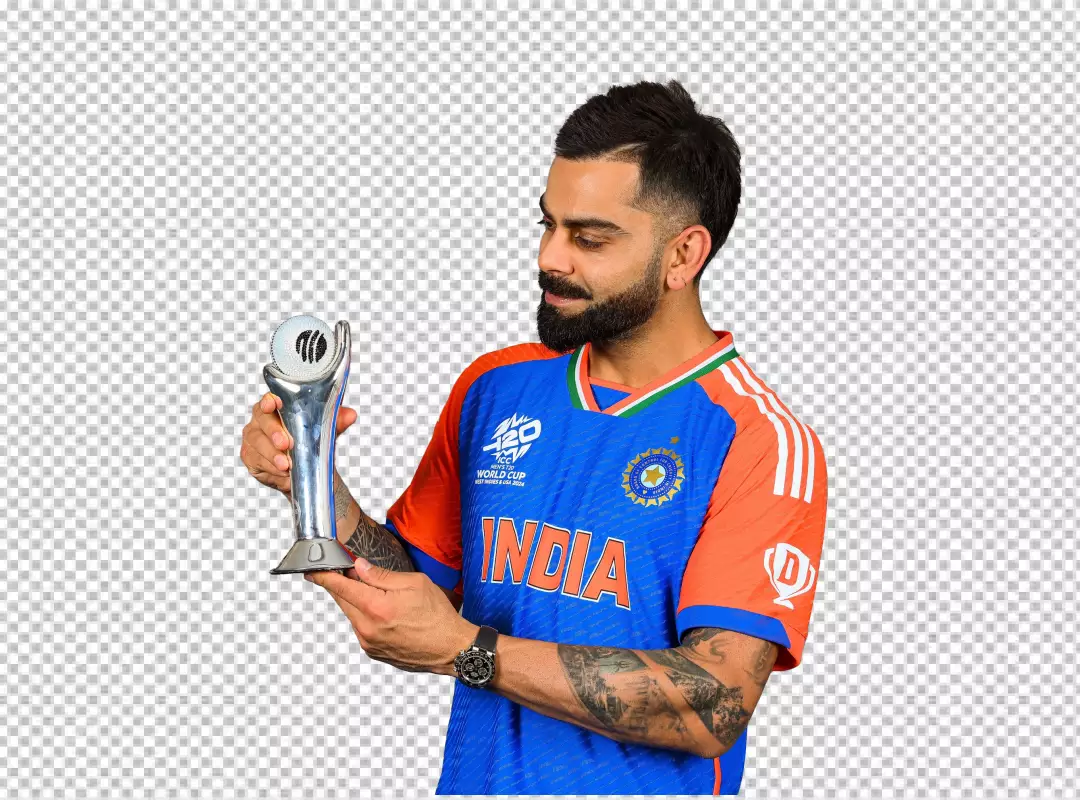 Free Premium PNG virat kohli with trophy free png 