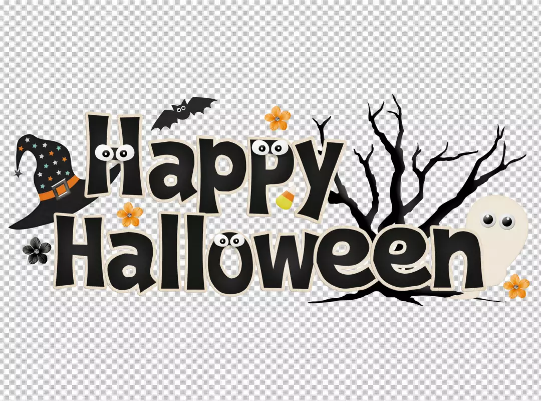 Free Premium PNG Black Happy Halloween Painting Art Halloween