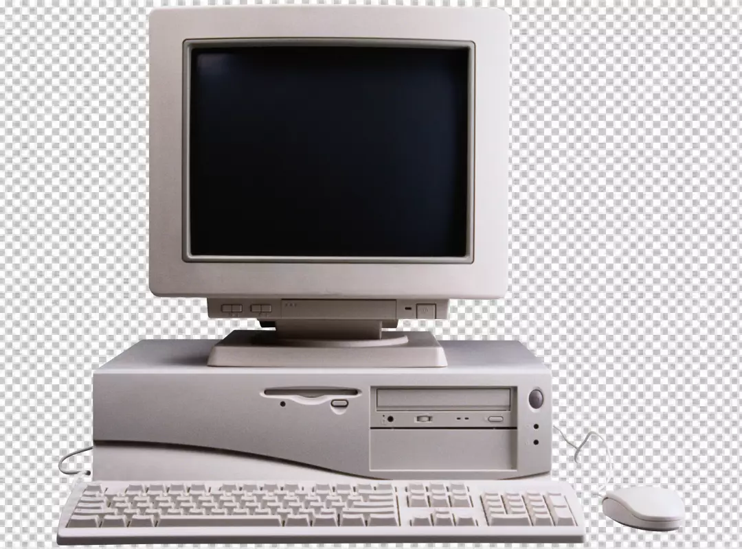 Free Premium PNG PNG Retro computer and technology with monitor and hardware