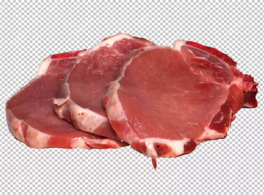 Free Premium PNG Three pieces of raw pork on a transparent background