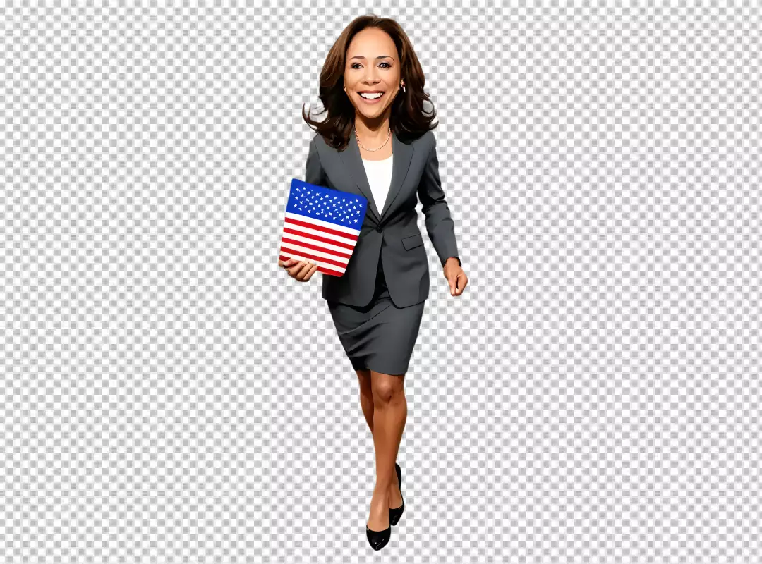 Free Premium PNG Kamala Harris vice president and her hand is United States flag