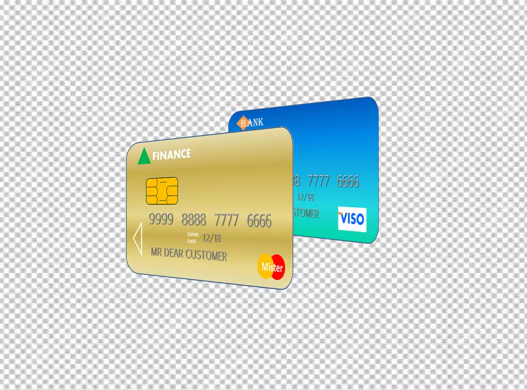 Free Premium PNG Realistic detailed credit card. Front and back side.