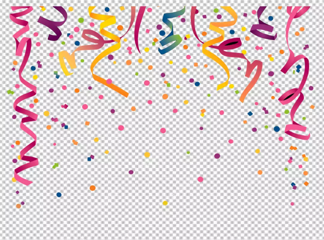 Free Premium PNG PNG Colorful ribbon and confetti falling on a transparent background