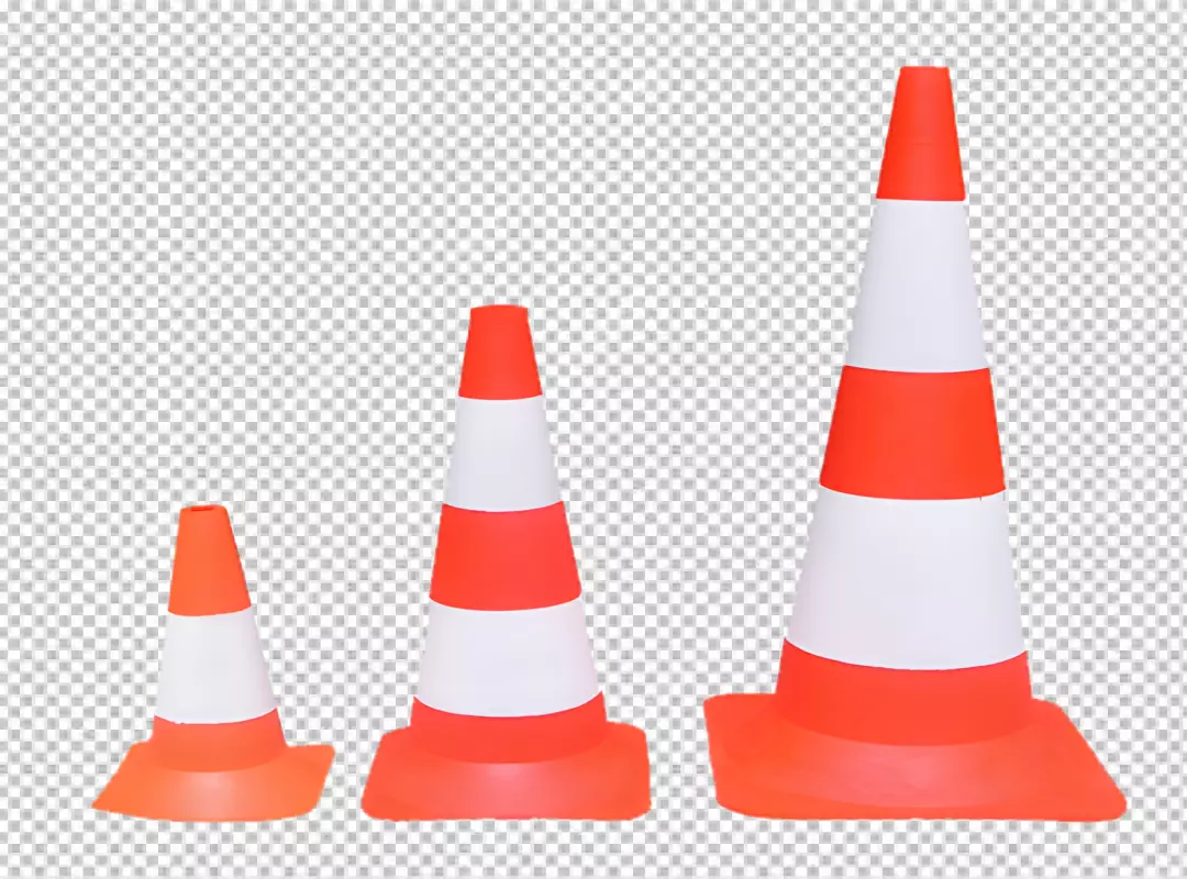 Free Premium PNG An orange and white traffic cone on transparent background PNG