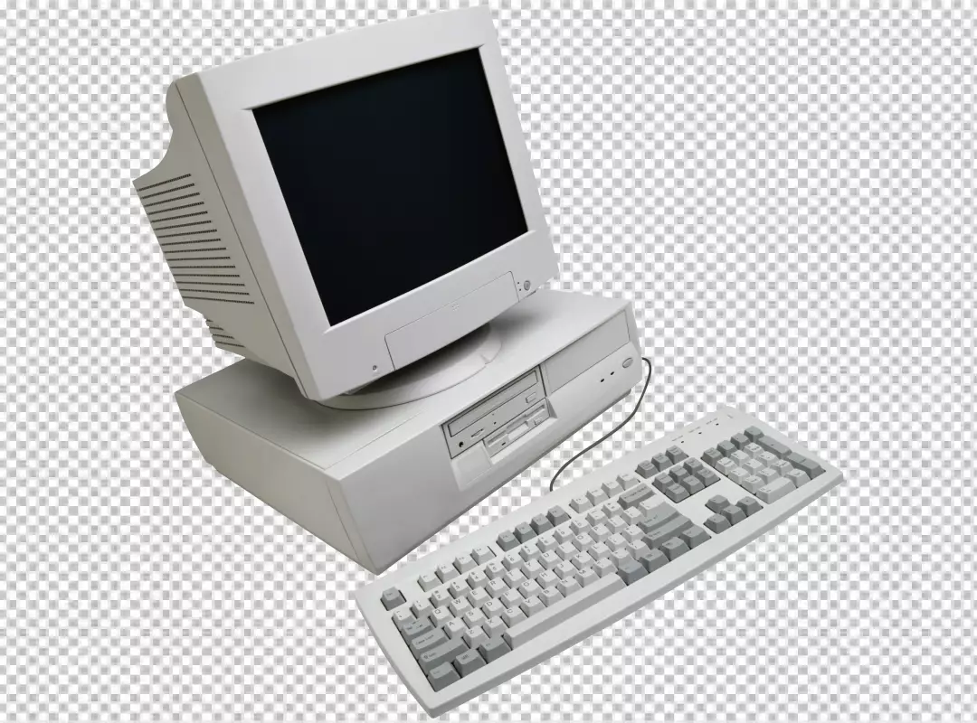 Free Premium PNG Retro computer and technology with monitor and hardware PNG BG