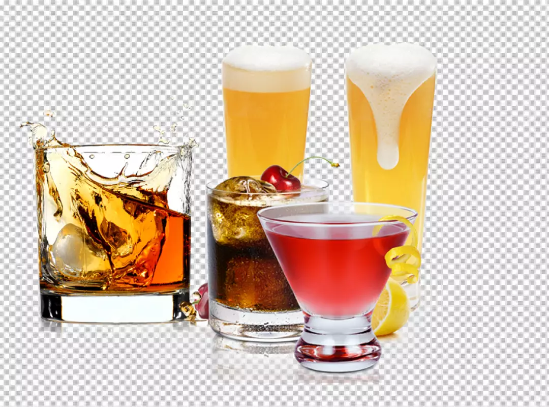 Free Premium PNG PNG A collection of different drinks including fruit and veggies