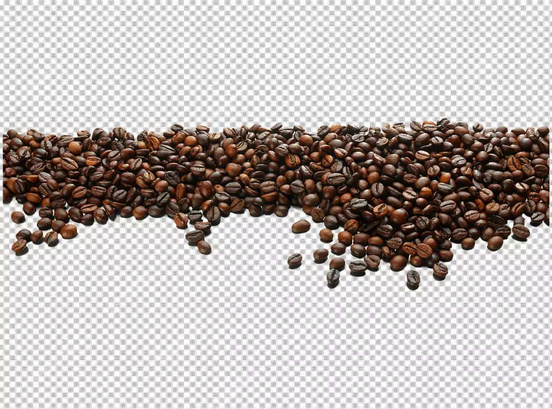 Free Premium PNG A bunch of coffee beans are floating in air on a transparent background