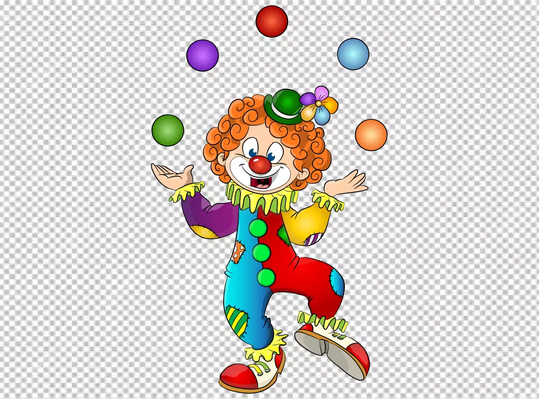 Free Premium PNG Colorful Clown Waving Hello