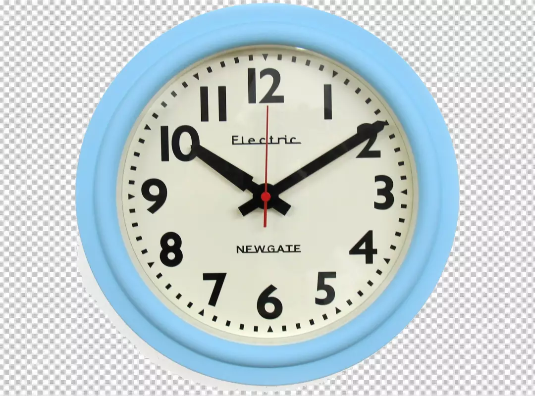 Free Premium PNG Round wall clock with a white face black hour and minute hands and a silver second hand