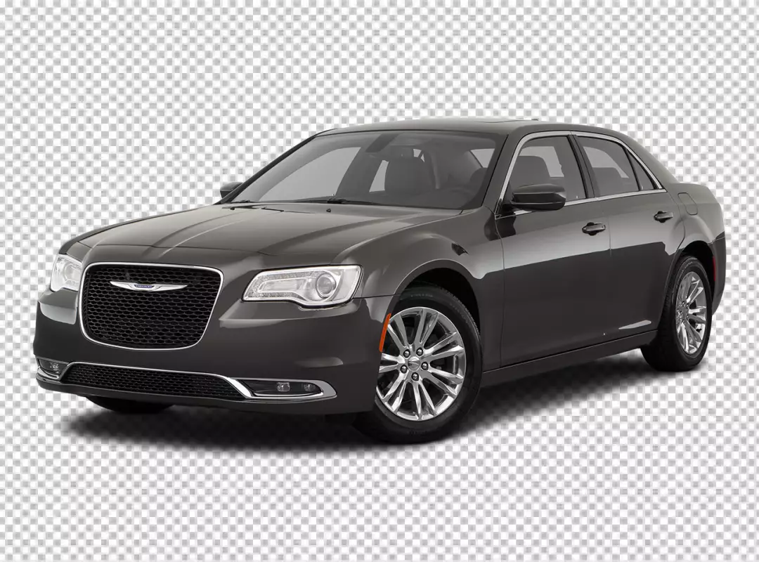 Free Premium PNG A black and white picture of a car with the hood up and the Chrysler on it