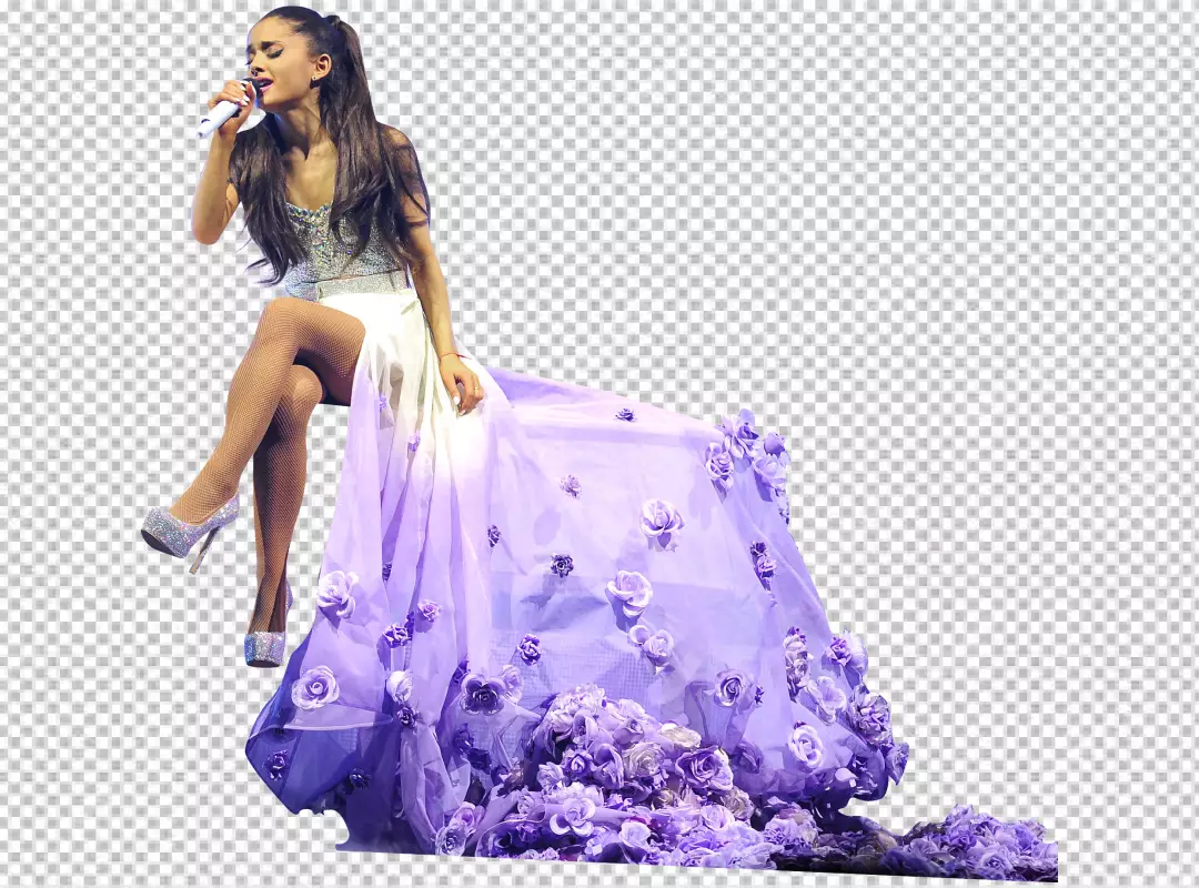 Free Premium PNG Woman Singing in Elegant Purple Dress