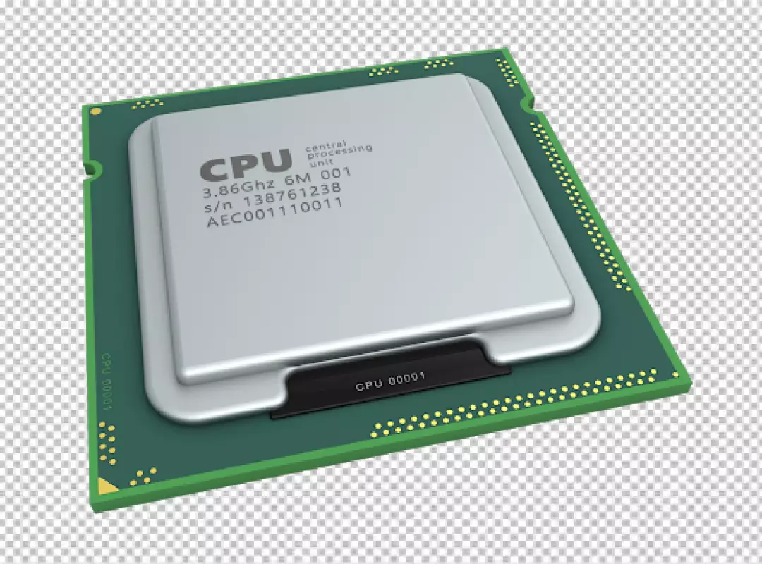 Free Premium PNG Technology Blue CPU computer microchips isolate on transparency background