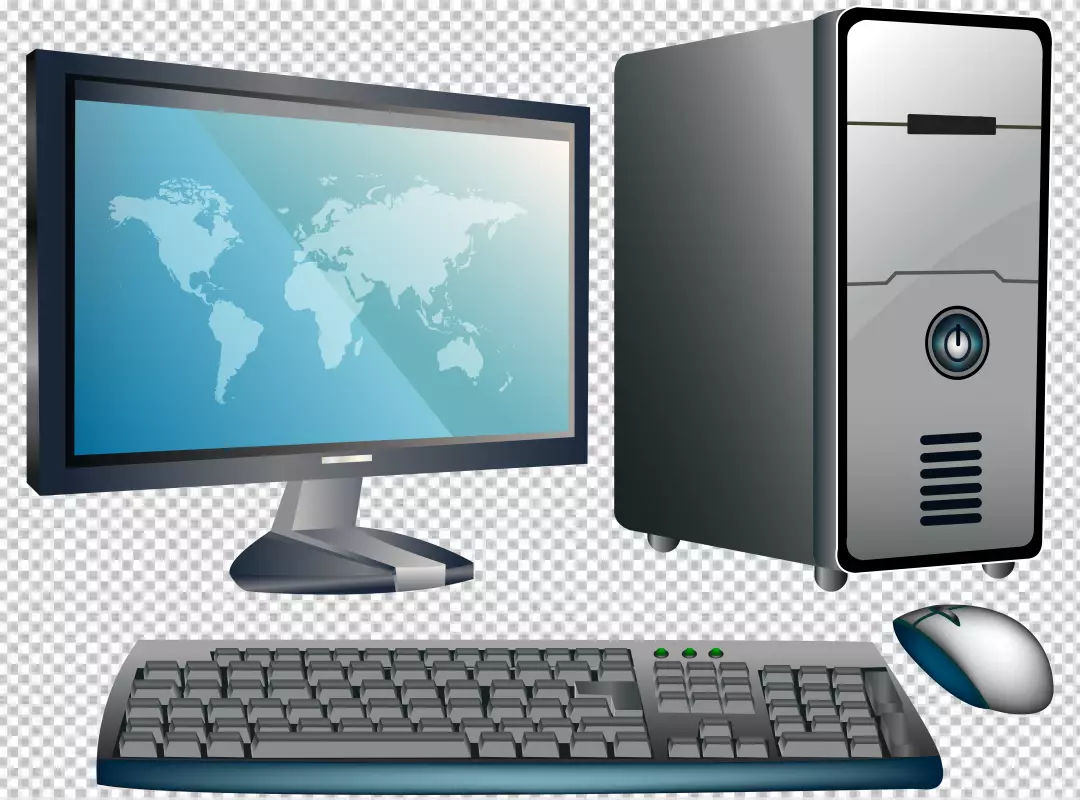 Free Premium PNG Retro computer and technology with monitor and hardware PNG