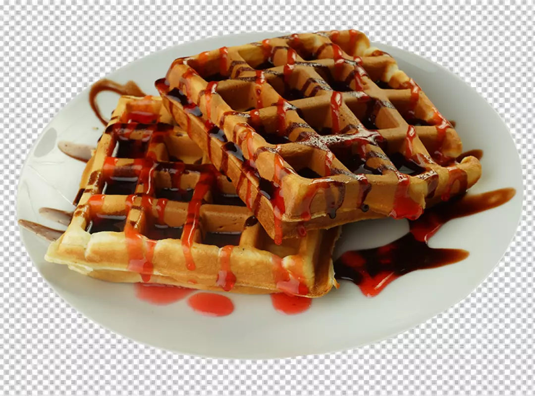 Free Premium PNG Drizzled Delight Belgian Waffles