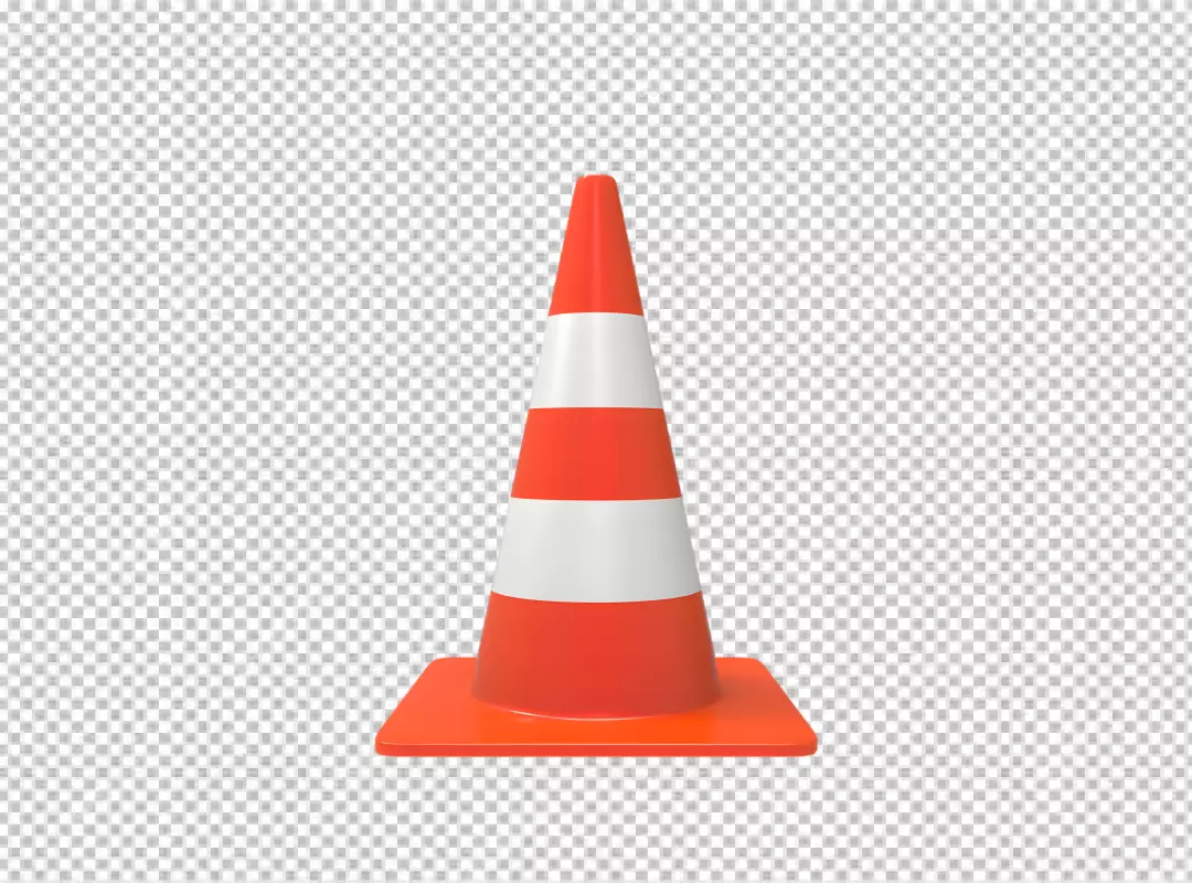 Free Premium PNG An orange and white traffic cone on transparent background