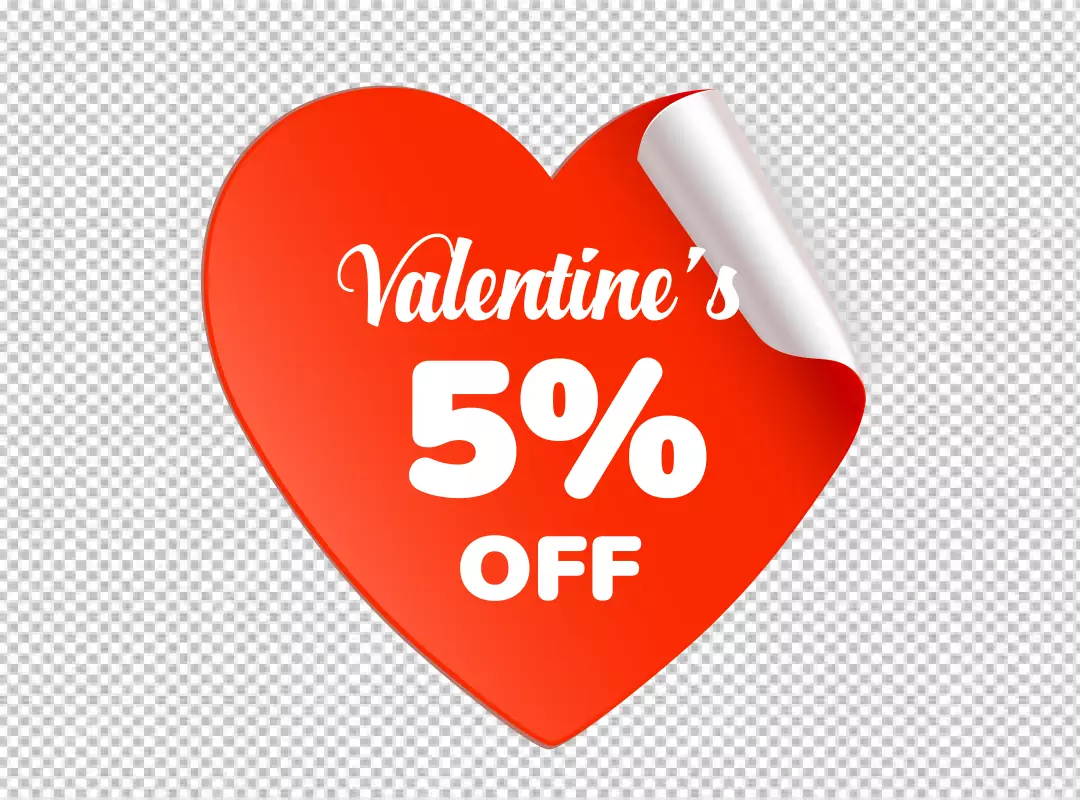 Free Premium PNG Exclusive Valentines Discount 5% Off HD Red Sign