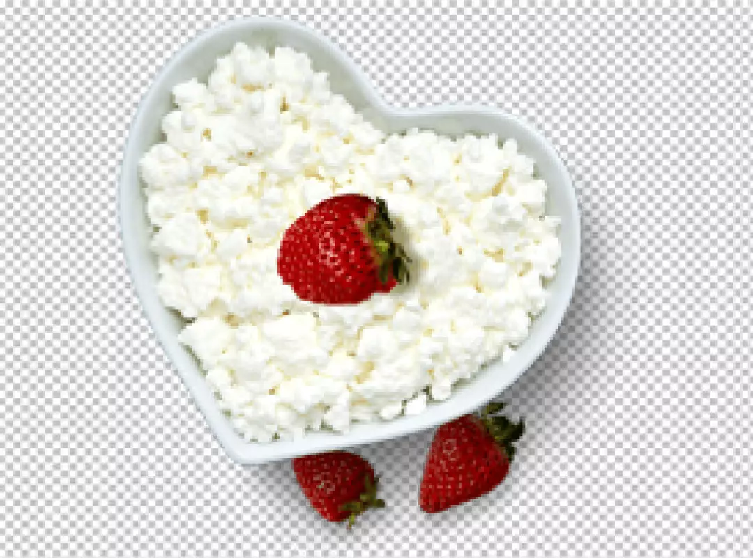 Free Premium PNG love shape Cottage cheese with apples and sour cream for breakfast close up