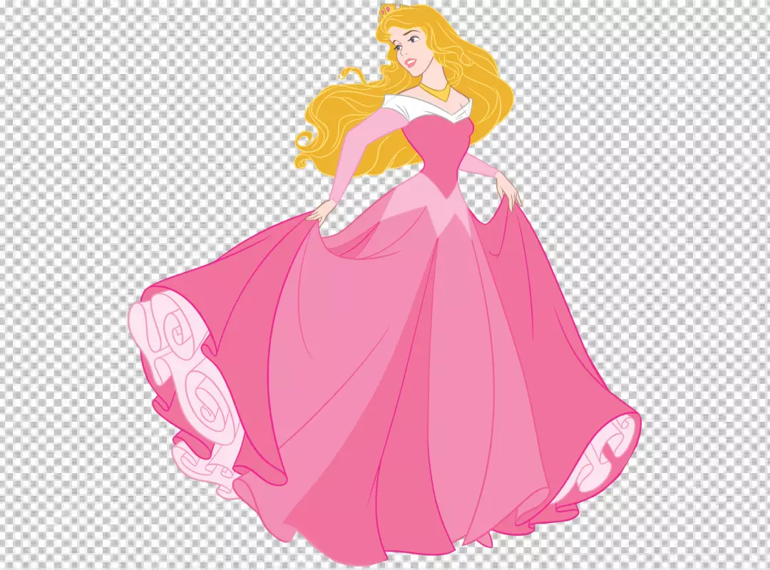 Free Premium PNG Cinderella with pink dress nice looks transparent background 