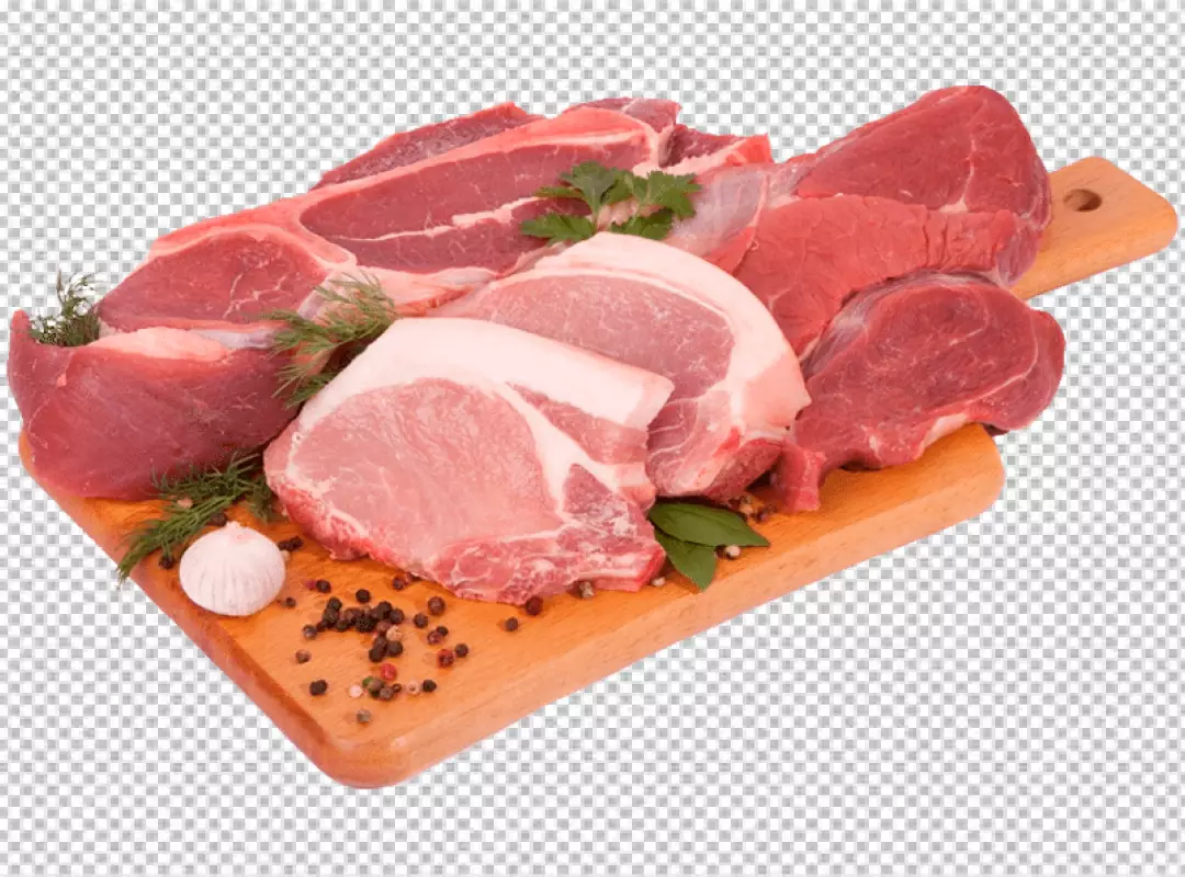 Free Premium PNG A cut of meat on a wooden cutting board 2