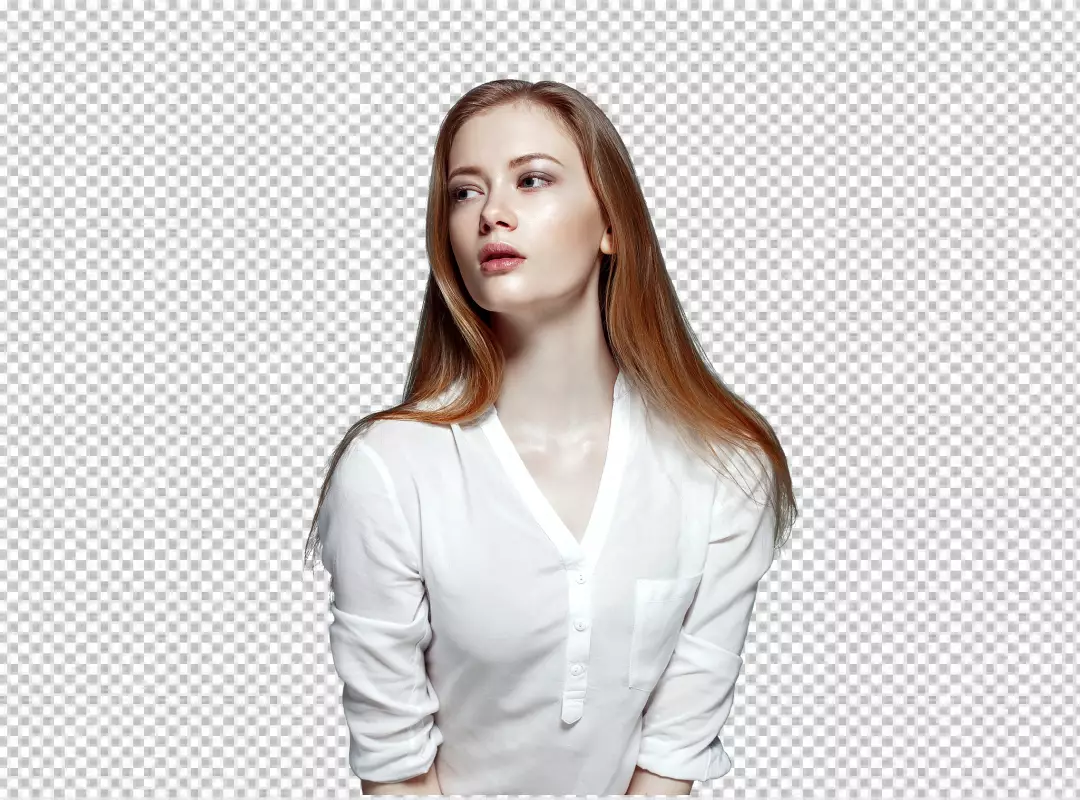 Free Premium PNG A young woman with long flowing red hair