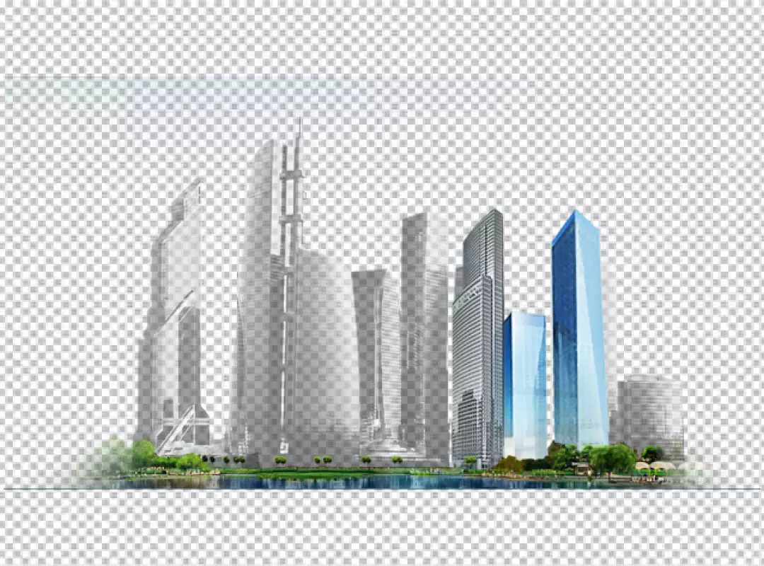 Free Premium PNG Buildings of different designs glass