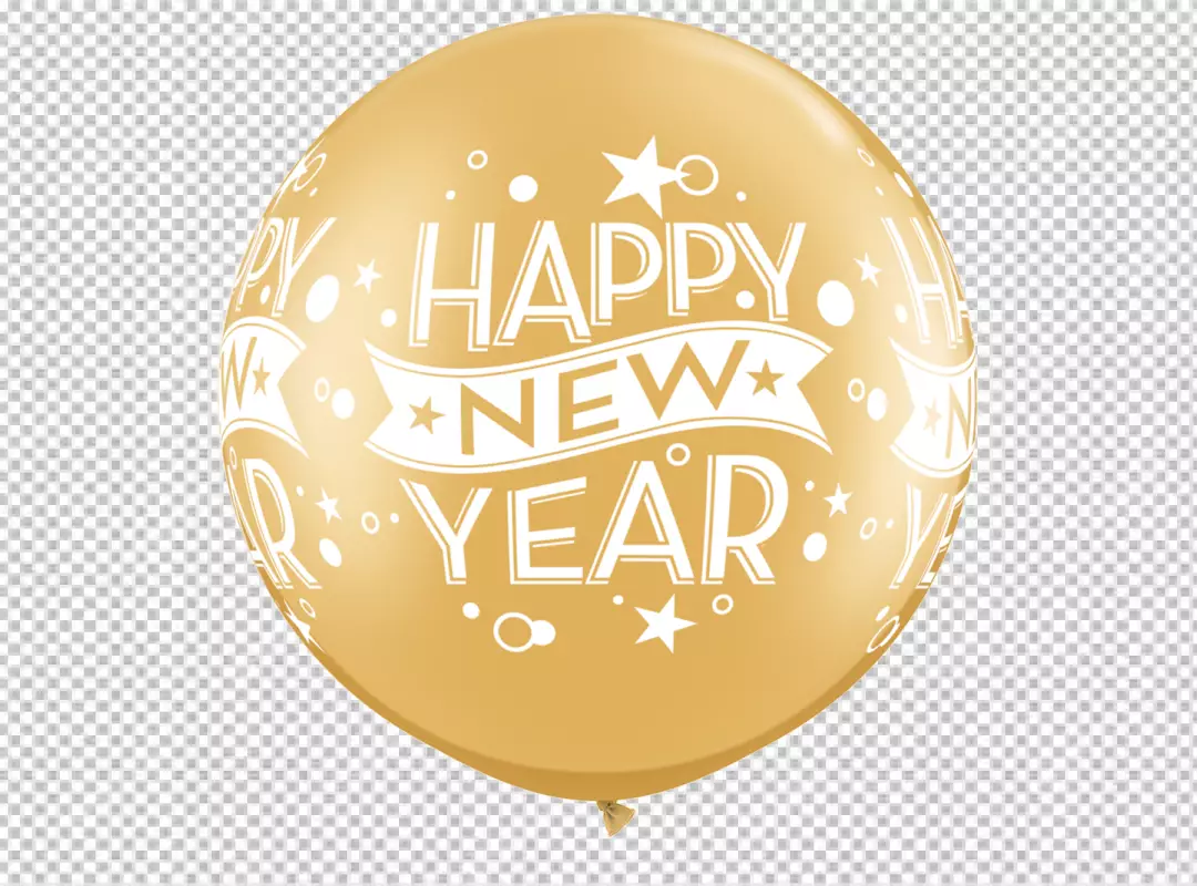 Free Premium PNG Golden Happy New Year with helium balloons on transparent background