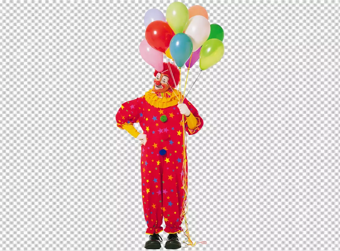 Free Premium PNG Colorful Clown with Balloons