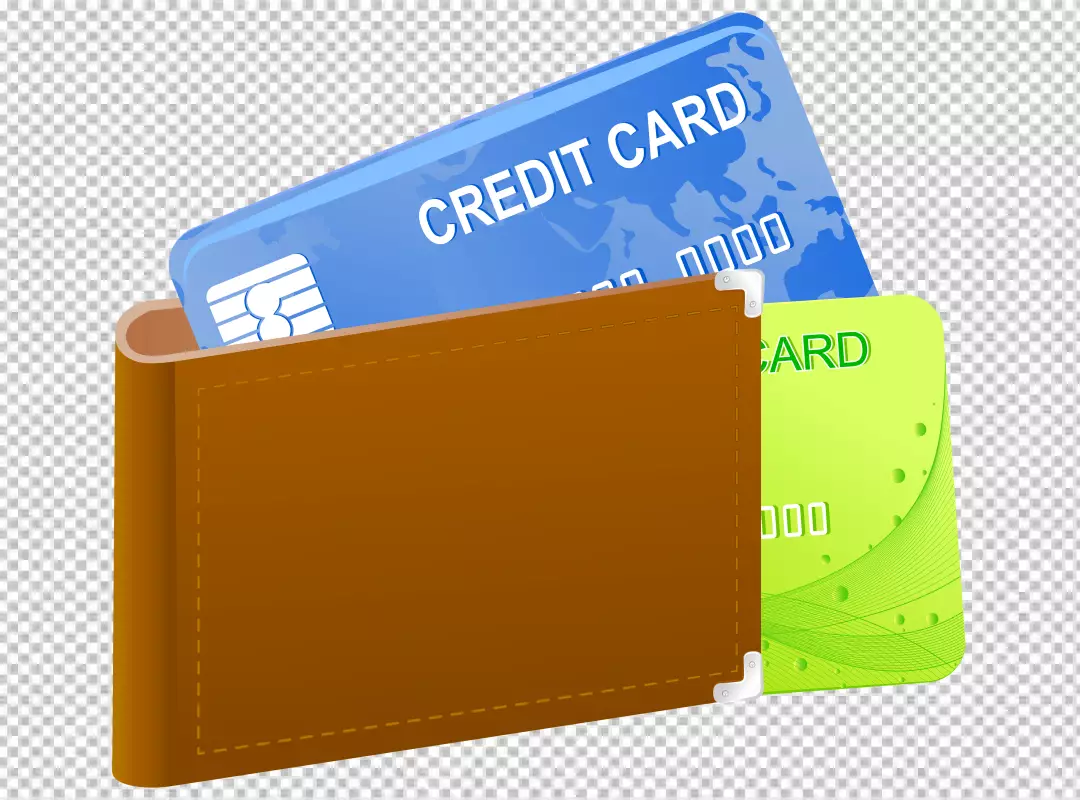 Free Premium PNG credit cards from a brown purse to pay for goods