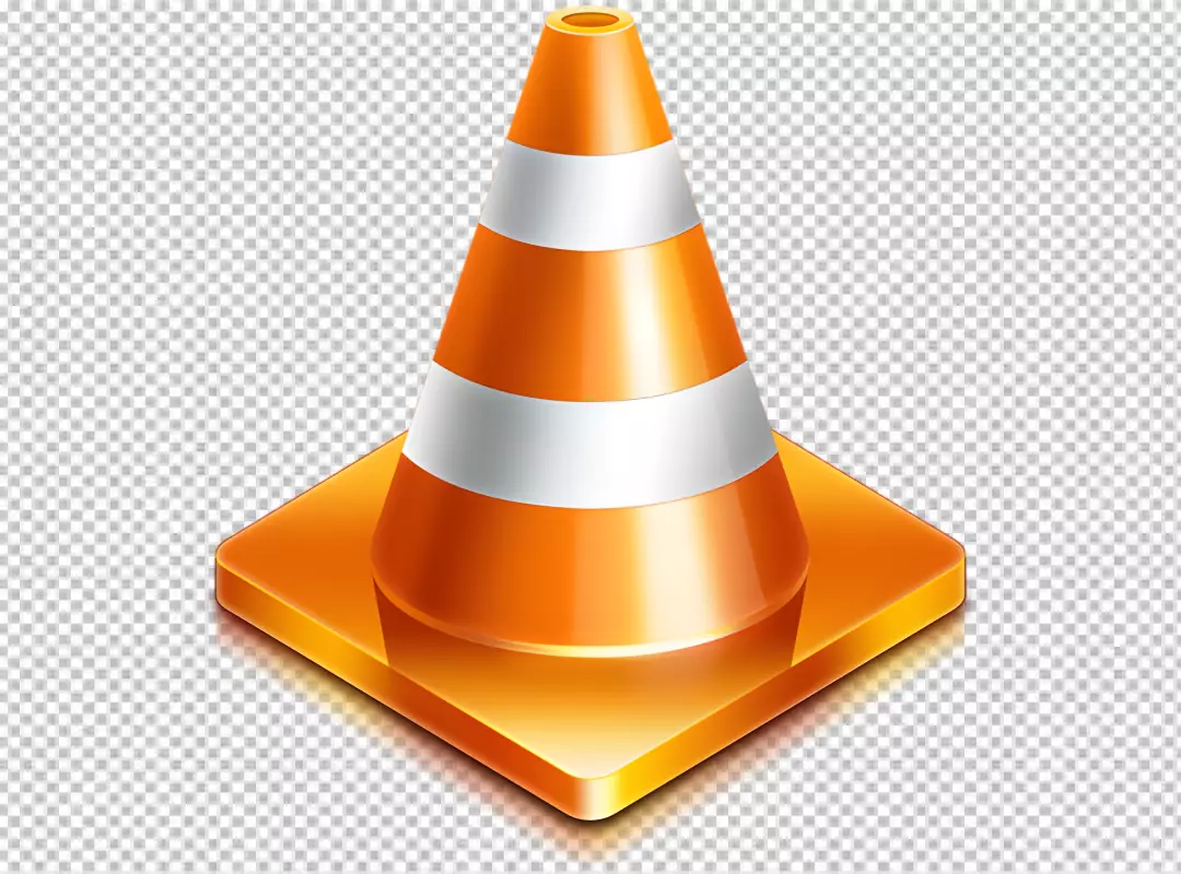 Free Premium PNG Realistic orange plastic striped traffic cone transparent background 