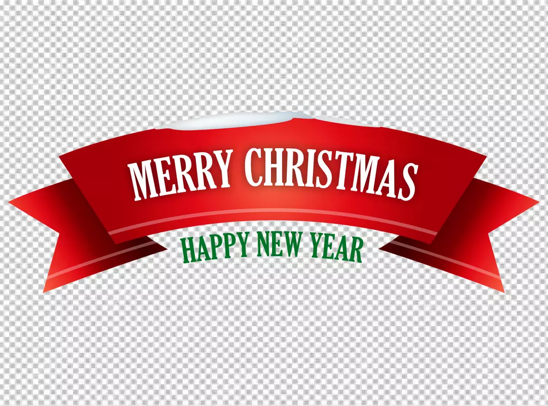 Free Premium PNG Red realistic curved ribbon Merry Christmas