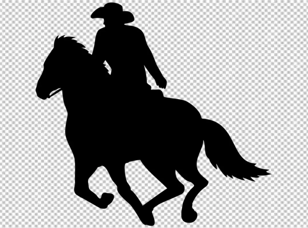 Free Premium PNG Cowboy silhouette with horse against  transparent background 