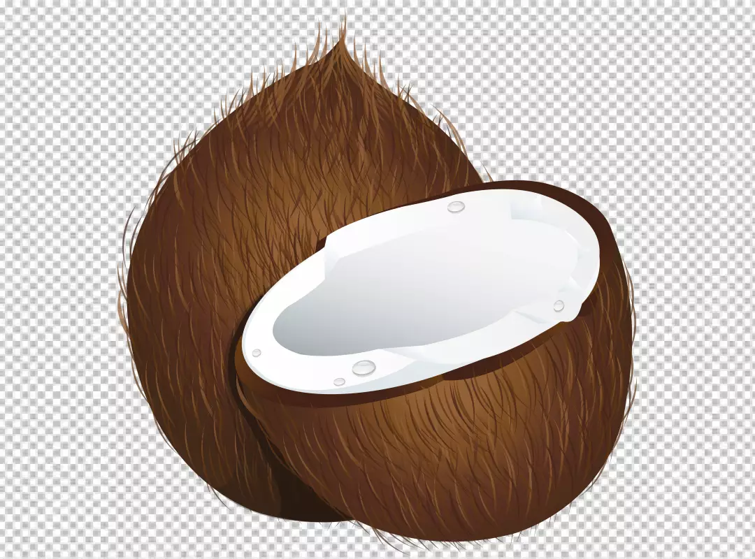 Free Premium PNG Coconut with half and leaves on transparent background 