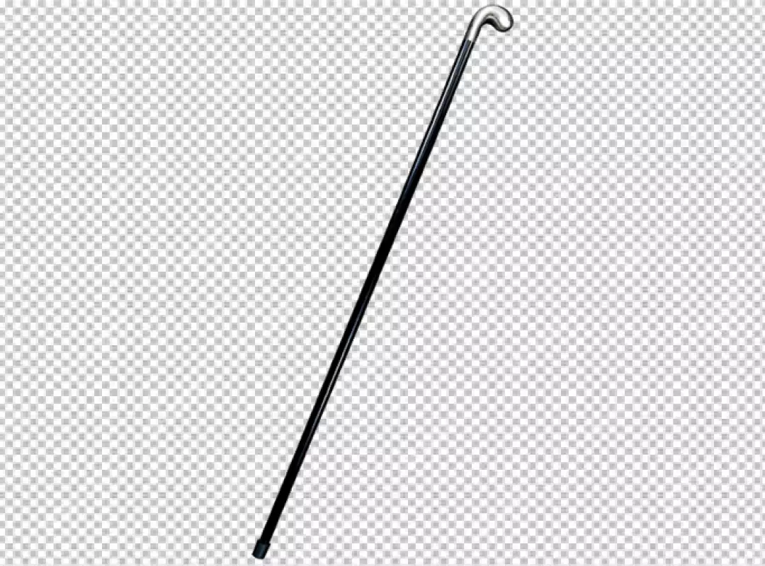 Free Premium PNG a black cane with a silver handle