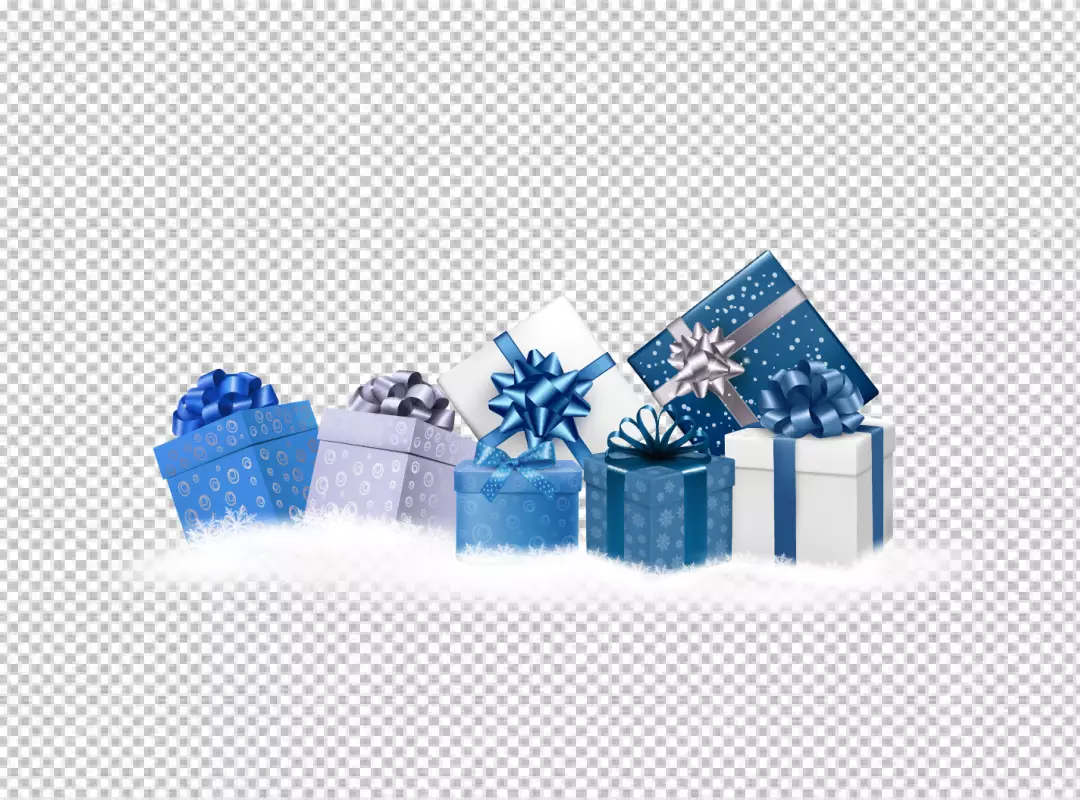 Free Premium PNG Elegant Silver and Blue Christmas Gifts Corner Background