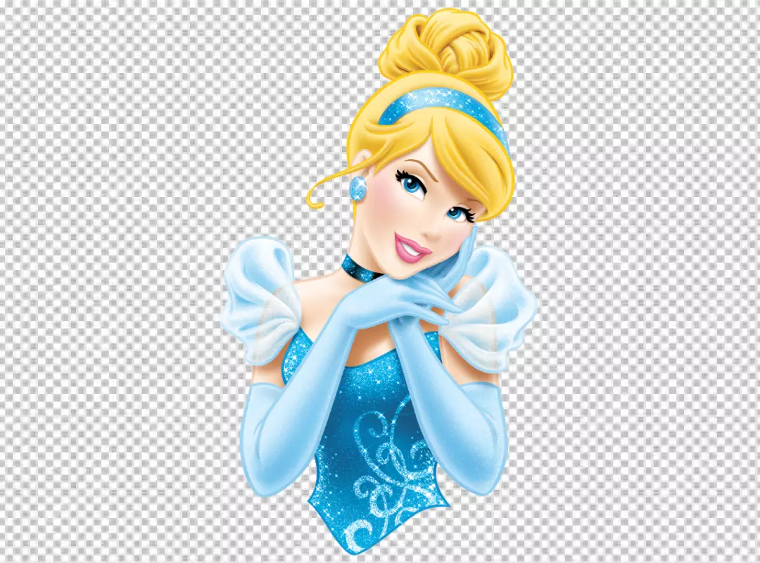 Free Premium PNG Cinderella princess in blue dress
