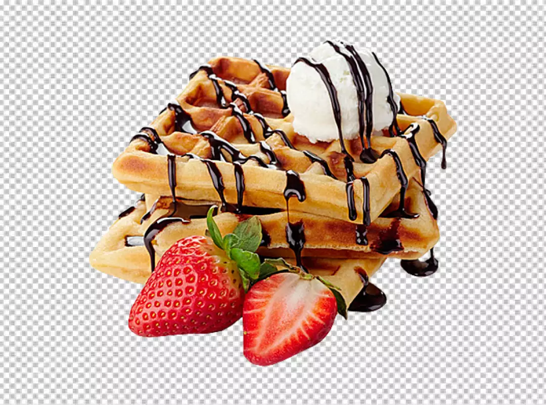 Free Premium PNG Belgian Waffle Sundae