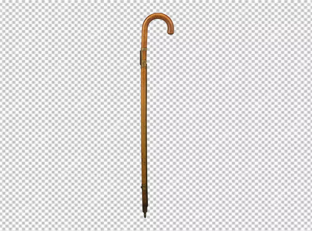 Free Premium PNG a brown wooden cane with a curved handle