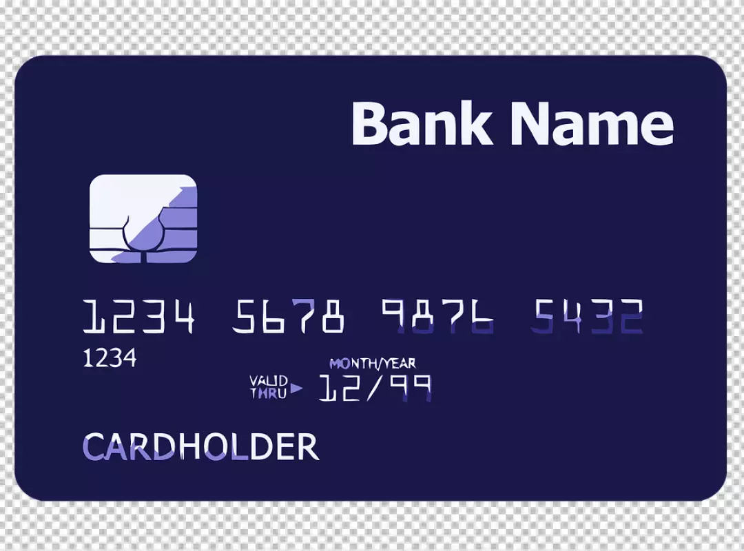 Free Premium PNG Flat Holographic Credit Card Floating Above