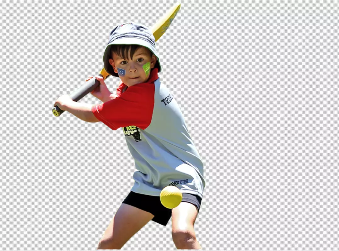 Free Premium PNG A small boy playing cricket 