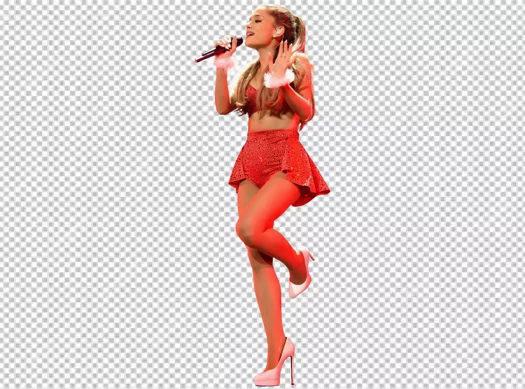 Free Premium PNG Festive Woman in Red Outfit Singing